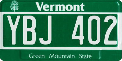 VT license plate YBJ402