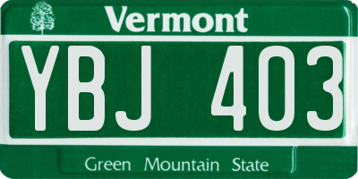 VT license plate YBJ403