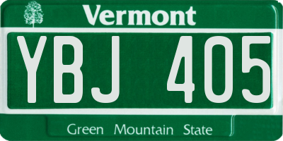 VT license plate YBJ405