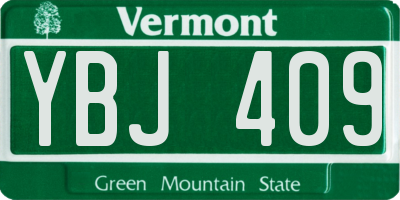 VT license plate YBJ409