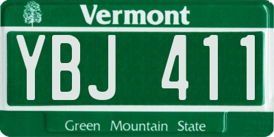 VT license plate YBJ411