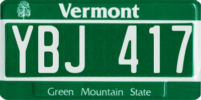 VT license plate YBJ417