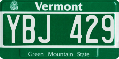 VT license plate YBJ429