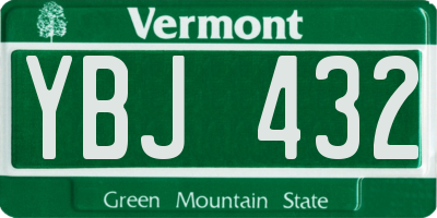 VT license plate YBJ432