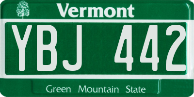 VT license plate YBJ442
