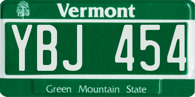 VT license plate YBJ454