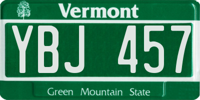 VT license plate YBJ457