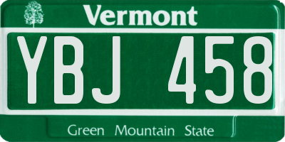 VT license plate YBJ458