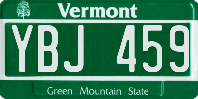 VT license plate YBJ459