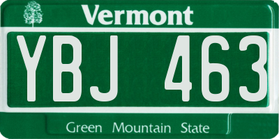 VT license plate YBJ463