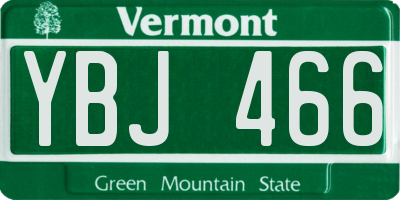 VT license plate YBJ466