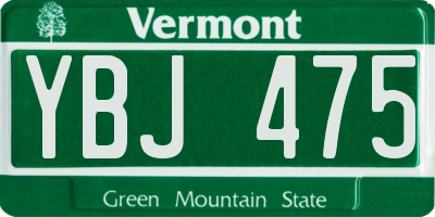 VT license plate YBJ475