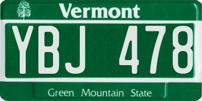 VT license plate YBJ478
