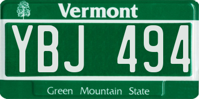 VT license plate YBJ494