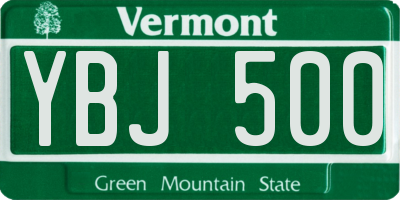 VT license plate YBJ500