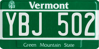 VT license plate YBJ502