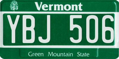VT license plate YBJ506
