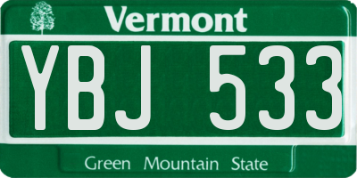 VT license plate YBJ533