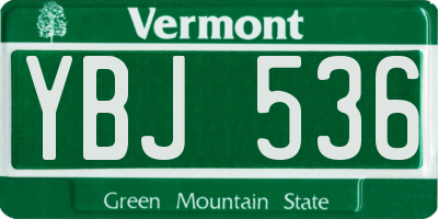 VT license plate YBJ536