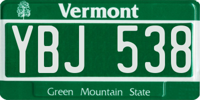 VT license plate YBJ538