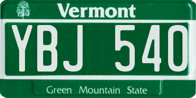 VT license plate YBJ540