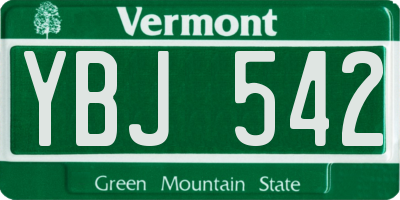 VT license plate YBJ542