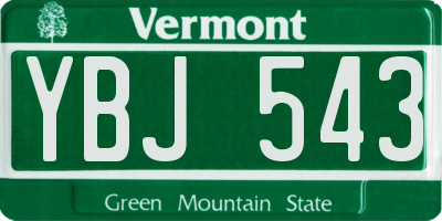 VT license plate YBJ543