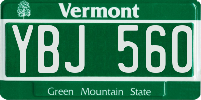 VT license plate YBJ560