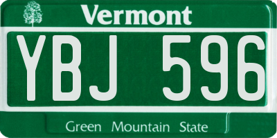 VT license plate YBJ596