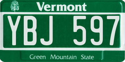 VT license plate YBJ597