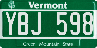 VT license plate YBJ598