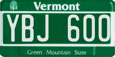 VT license plate YBJ600