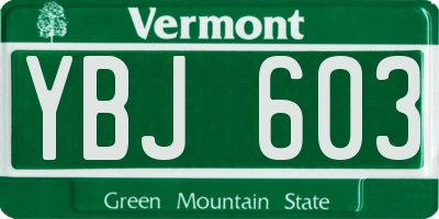 VT license plate YBJ603