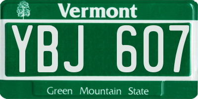 VT license plate YBJ607