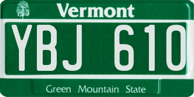 VT license plate YBJ610