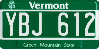 VT license plate YBJ612