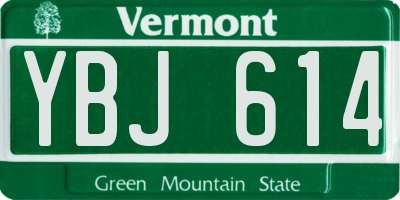 VT license plate YBJ614