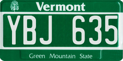 VT license plate YBJ635