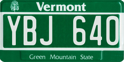 VT license plate YBJ640
