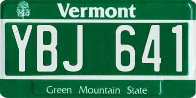 VT license plate YBJ641