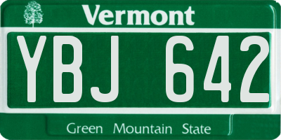 VT license plate YBJ642