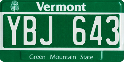 VT license plate YBJ643