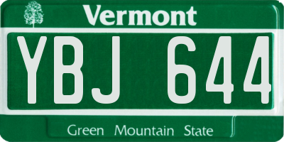 VT license plate YBJ644