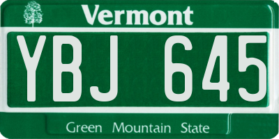 VT license plate YBJ645