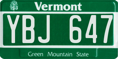 VT license plate YBJ647