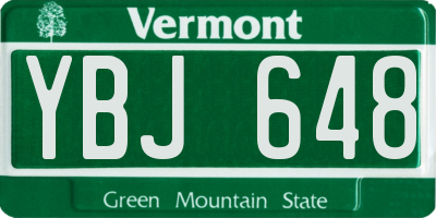 VT license plate YBJ648