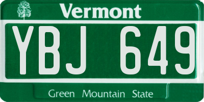 VT license plate YBJ649