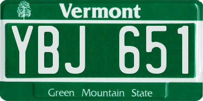 VT license plate YBJ651