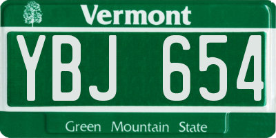 VT license plate YBJ654