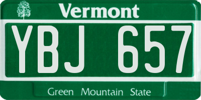 VT license plate YBJ657
